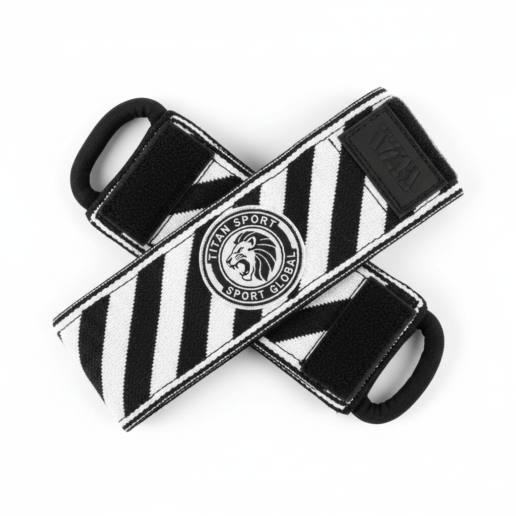 TITAN Black & White Wrist Wraps - Pro Support