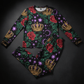 TITAN Crown Edition Tattoo Art Women's Lounge Pajama Set - bold colorful tattoo artwork on matte black modal fabric