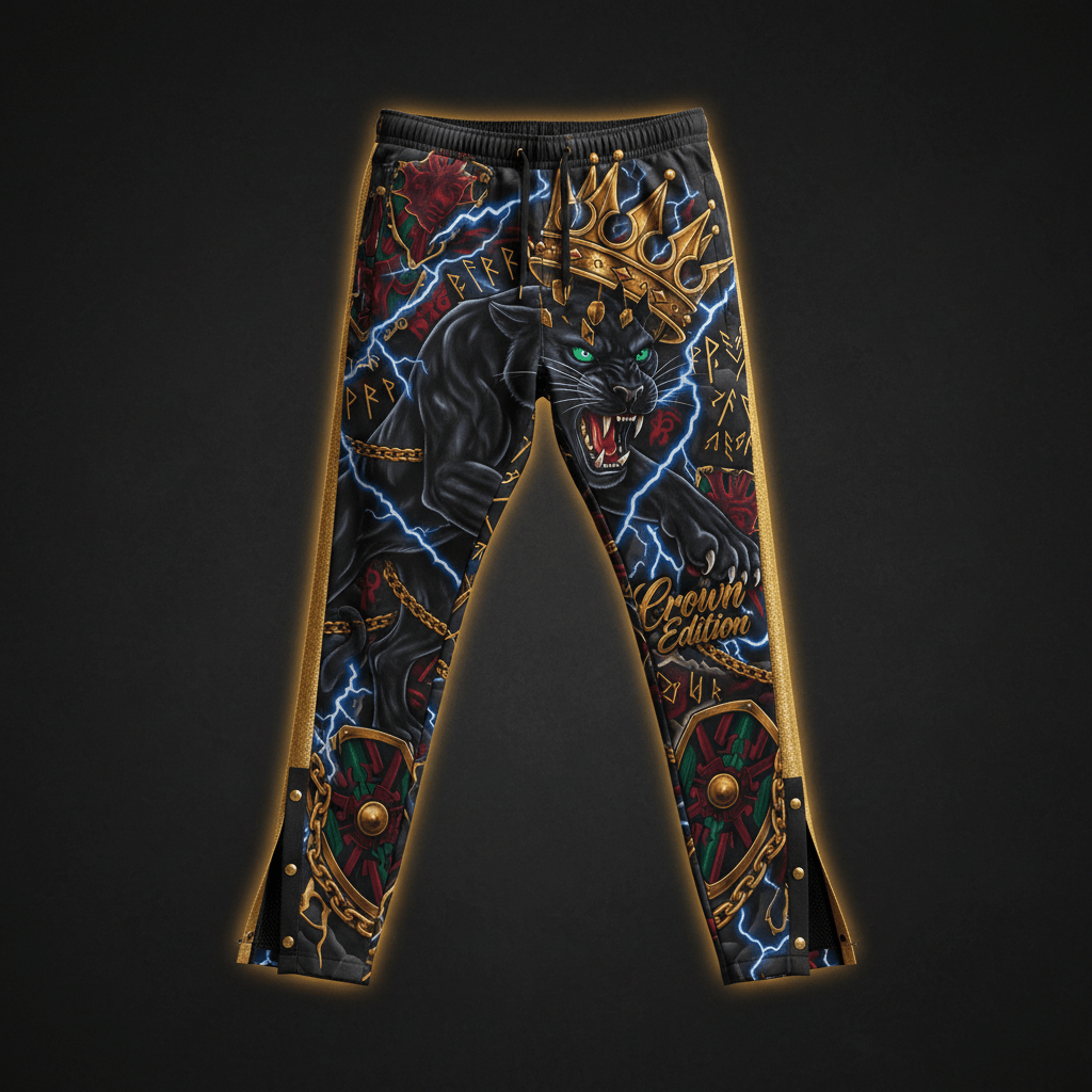 TITAN Men's Track Pants - Black Panther King Crown Edition Design
