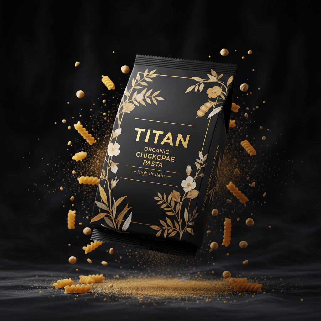 TITAN Organic Chickpea Pasta High Protein — ultra-premium luxury editorial product shot