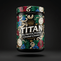 TITAN Pea Protein Powder — Coconut Cream, Crown Edition tattoo-style artwork
