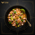 TITAN Ecuadorian Shrimp Octopus Ceviche Breakfast Bowl flat lay dark luxury