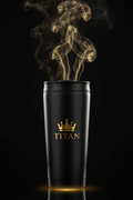 TITAN Insulated Coffee Tumbler Crown Edition - matte black stainless steel with gold TITAN logo