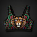 TITAN Crown Edition Women's Sports Bra — Lioness Queen Tattoo Art