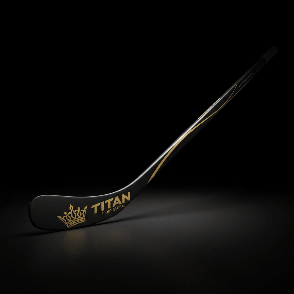 TITAN Ice Hockey Stick Blackout Crown — matte black with gold crown logo