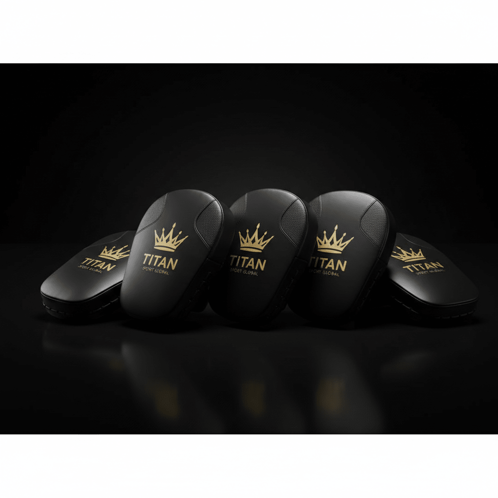 TITAN Focus Pads Blackout Series — matte black leather with gold crown logo