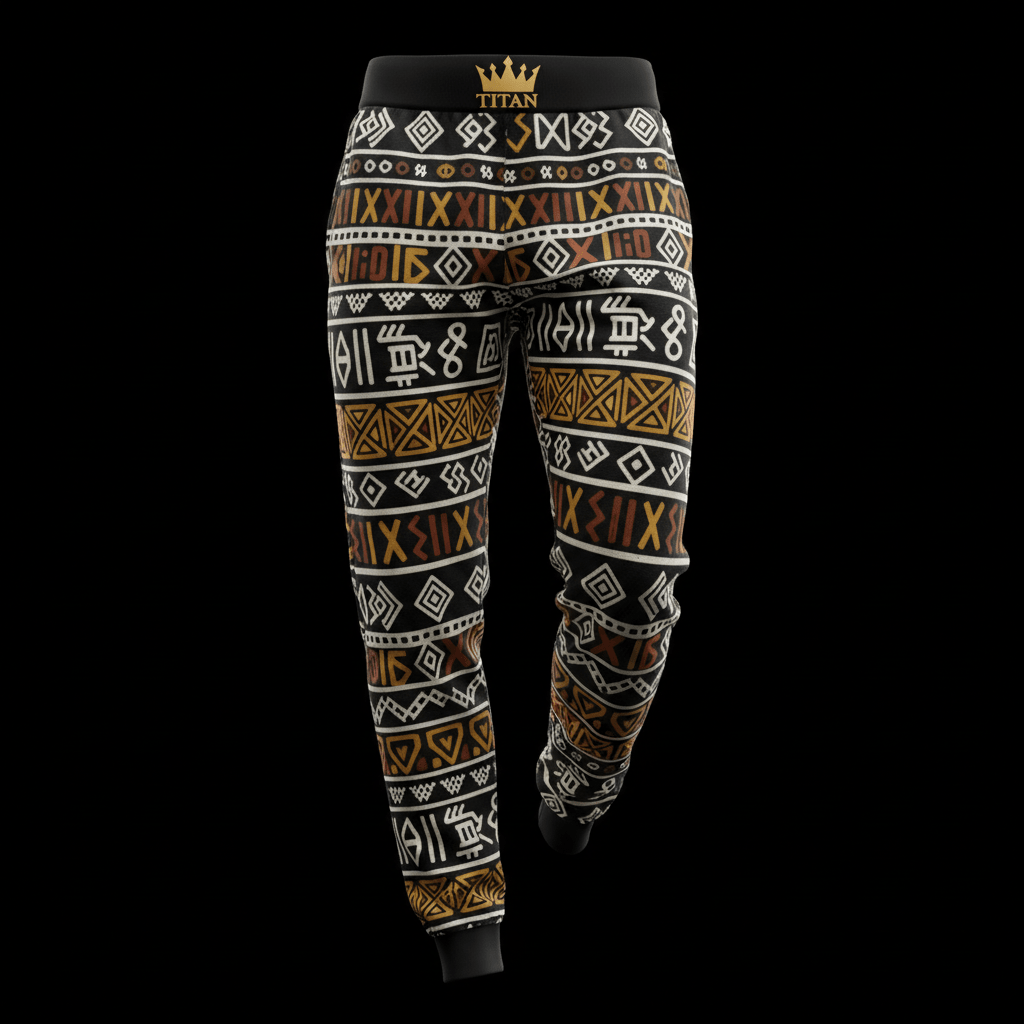 TITAN West African Bogolan Mud Cloth Jogger Pants Crown Edition