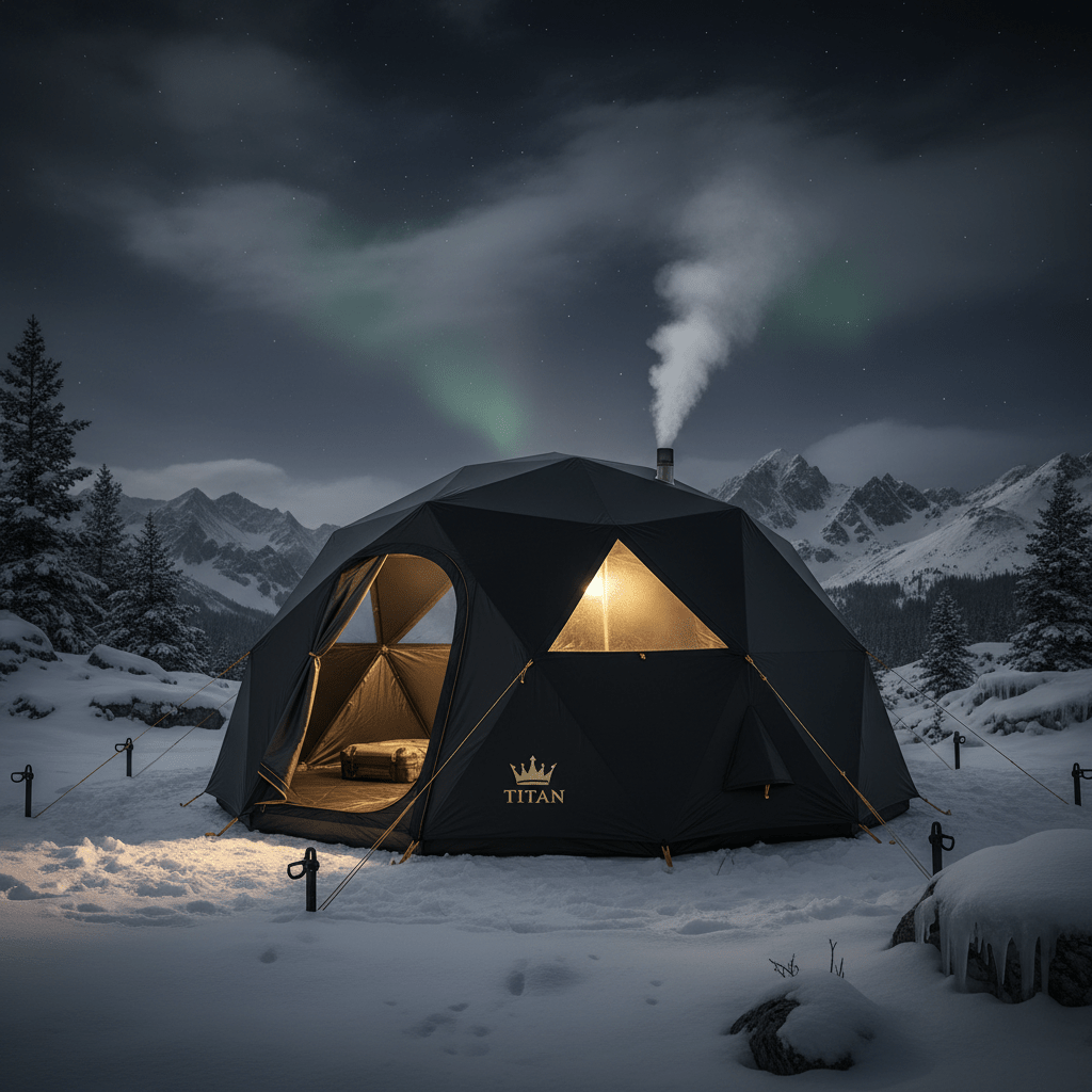 TITAN 4-Season All-Weather Camping Tent 4 Person Black & Gold