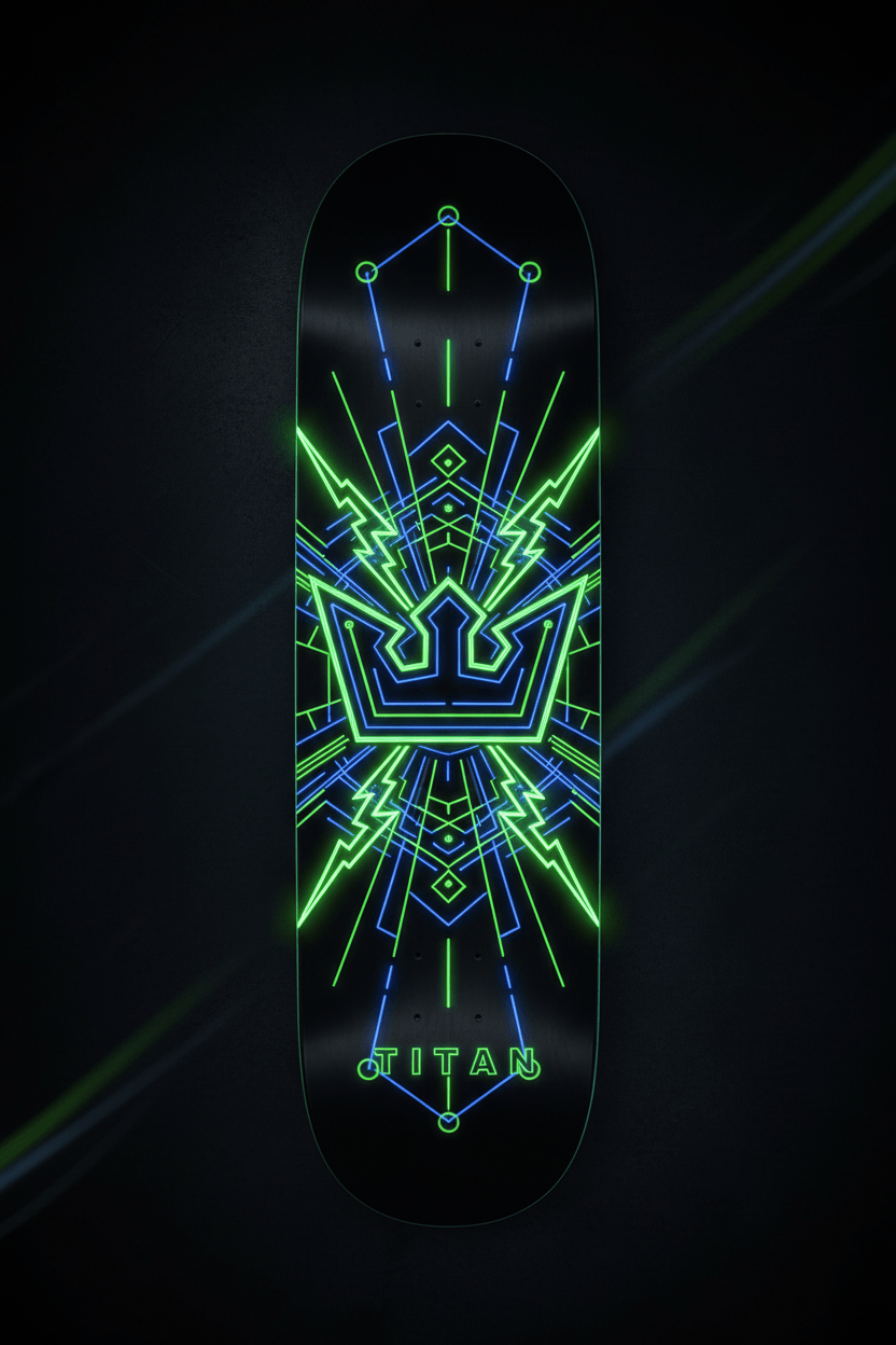 TITAN Crown Edition Neon Crown Lightning Skateboard Deck