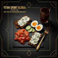 TITAN Scandinavian Gravlax Power Breakfast meal kit flat lay dark luxury