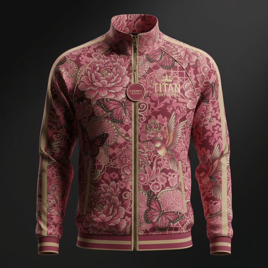 TITAN Crown Edition Women's Peony Bloom Track Jacket — Rose & Champagne Gold