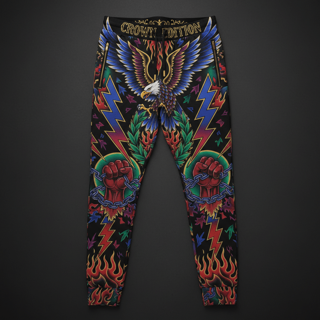 Victorious Men's Joggers — TITAN Crown Edition tattoo artwork