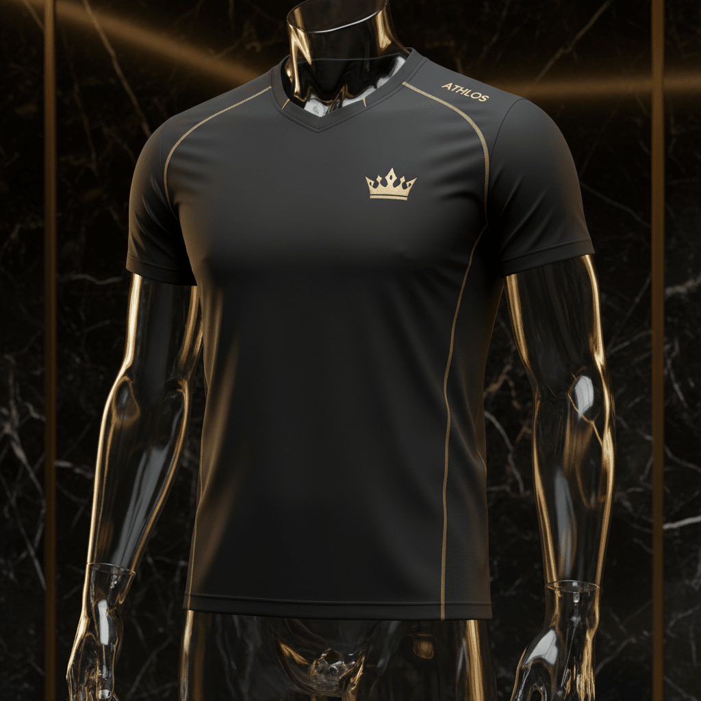 TITAN Volleyball Jersey Crown Edition matte black gold crown logo chest mesh ventilation ghost mannequin athletic slim fit