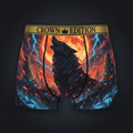 TITAN Black Wolf Blood Moon Men's Boxer Briefs Crown Edition — anime wolf art on matte black
