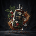 TITAN Organic Cold Brew Coffee Concentrate — ultra-premium luxury editorial product shot