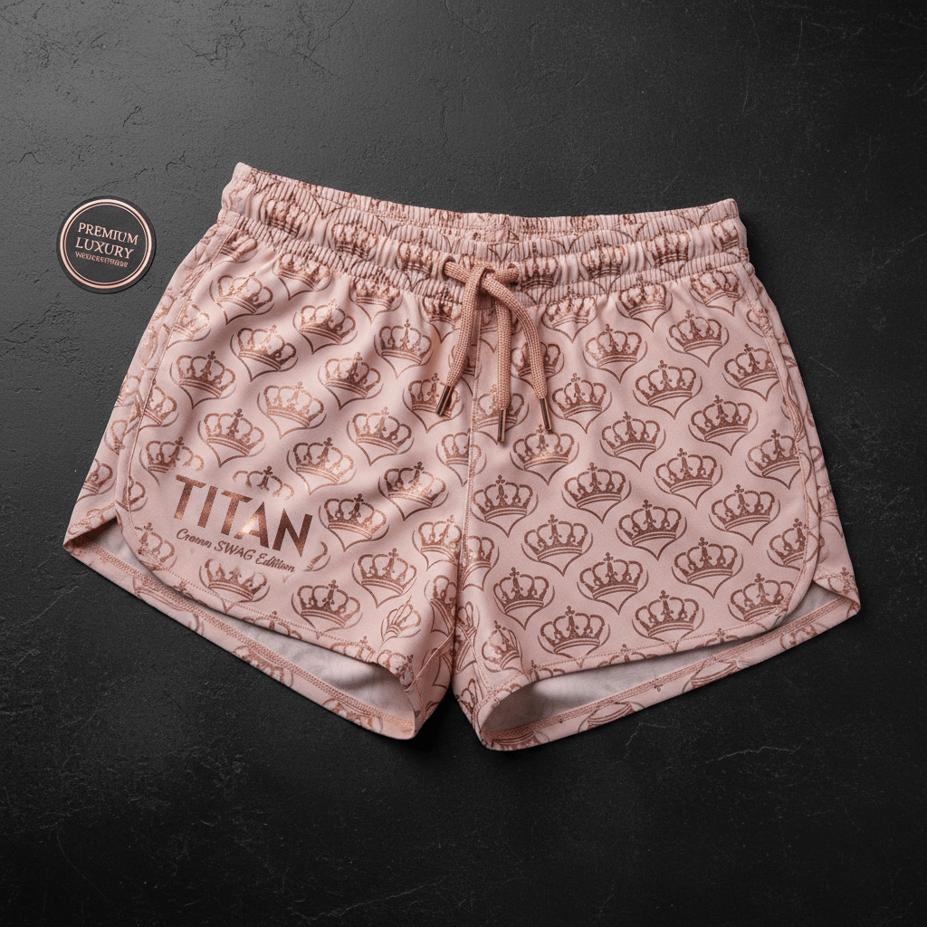 TITAN Women's Rose Gold Crown Athletic Shorts — Queen SWAG Edition