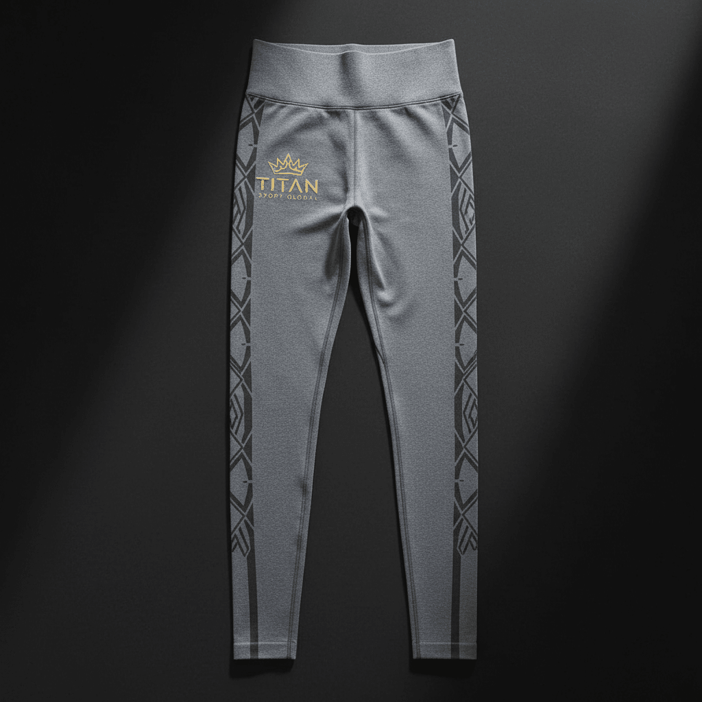 TITAN Women's Everyday High-Waist Seamless Leggings Heather Grey Diamond Crown Edition flat lay