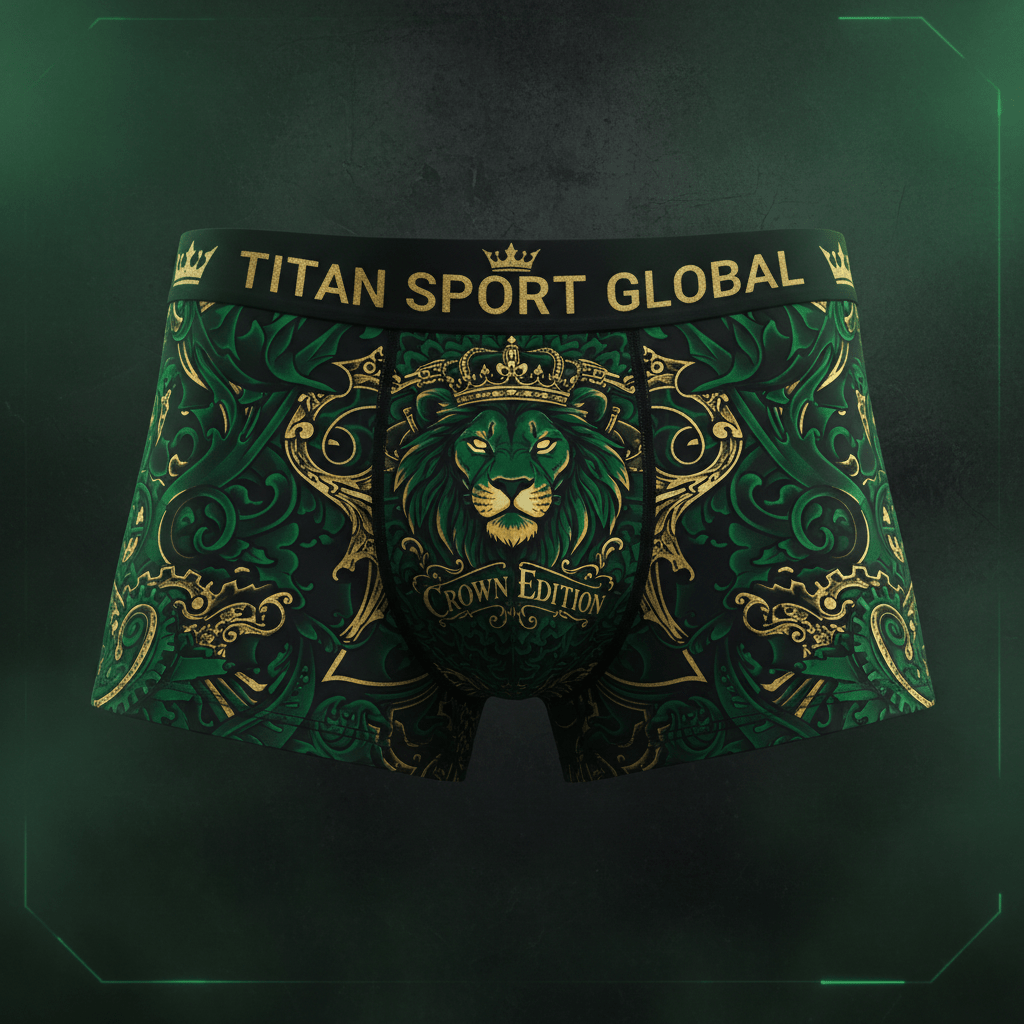 TITAN Men's Boxer Briefs Crown Edition Hunter Green Gold