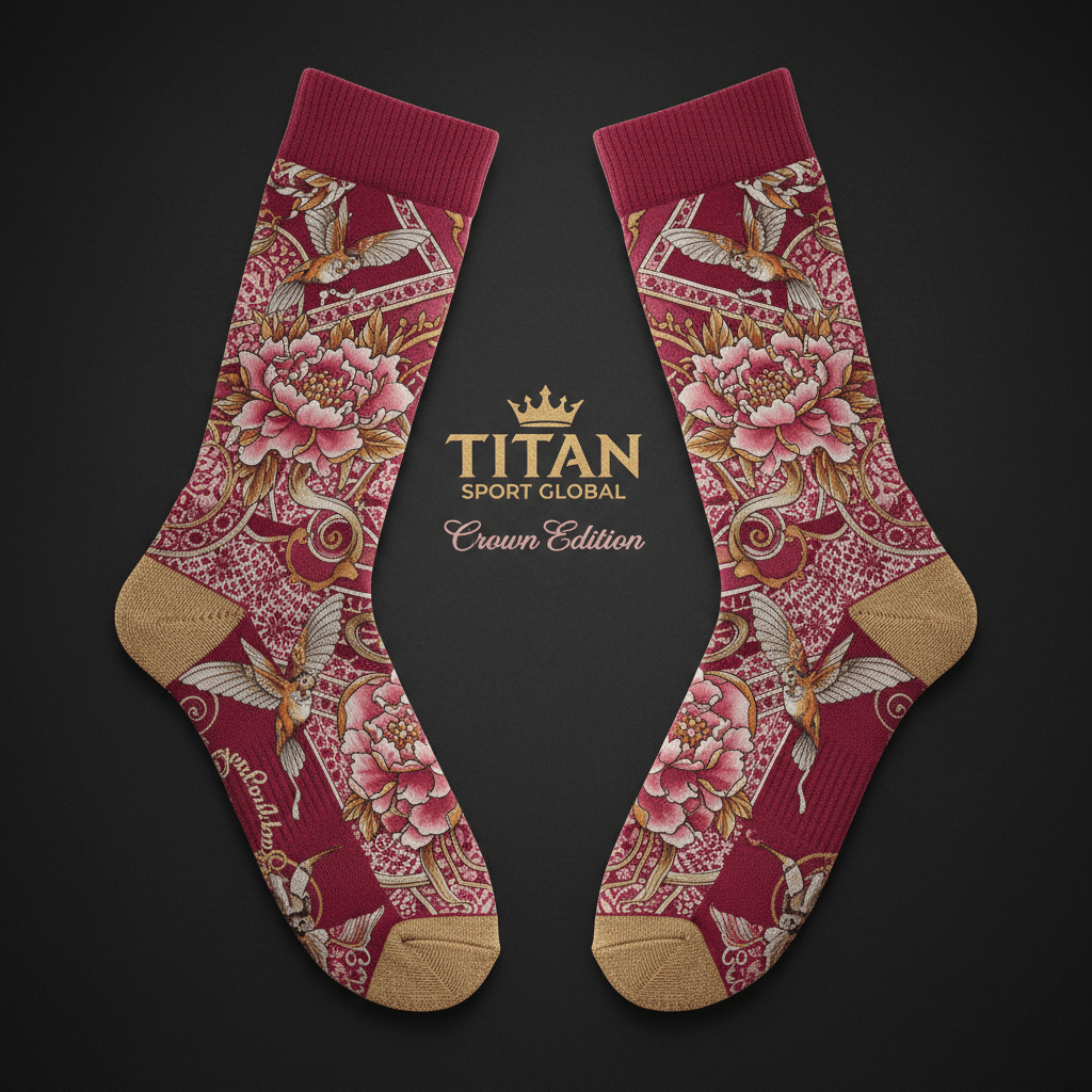 TITAN Crown Edition Peony Bloom Crew Socks — Rose & Champagne Gold