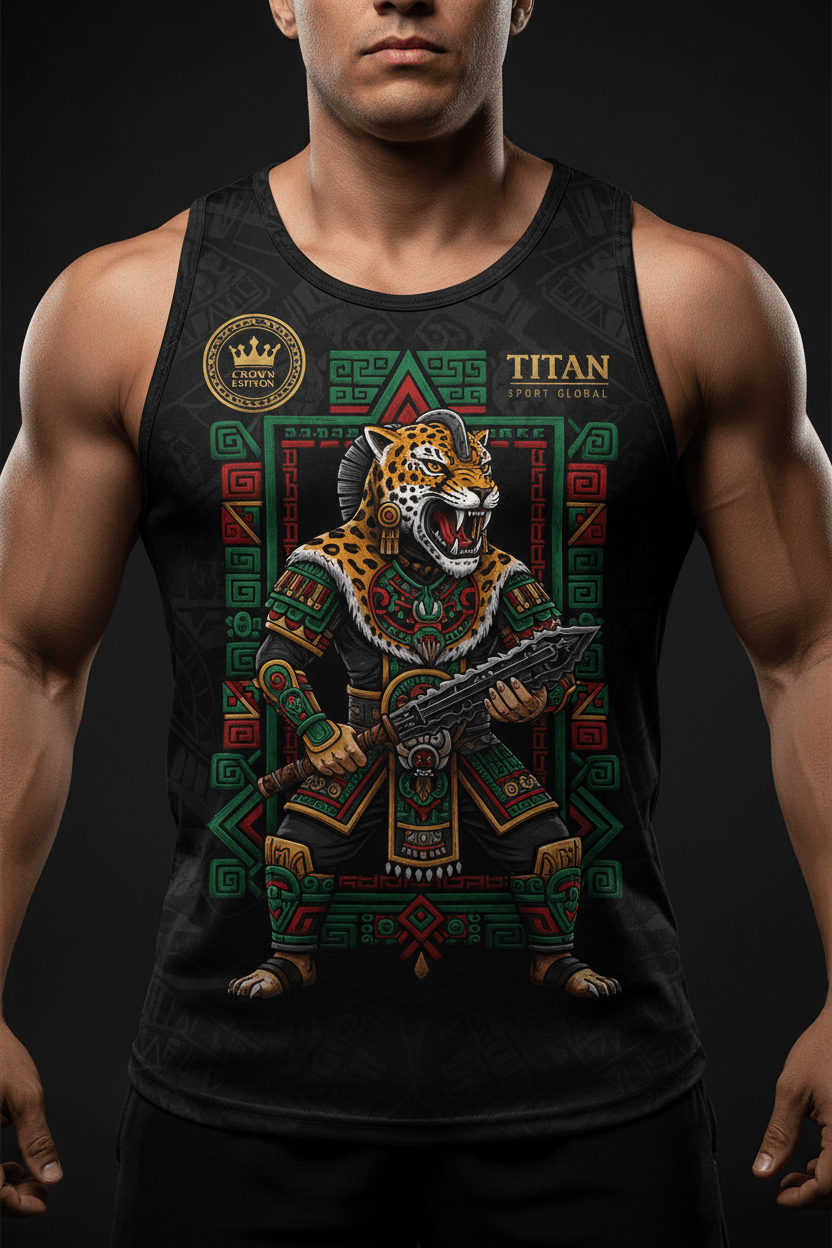 TITAN Men's Aztec Jaguar Warrior Muscle Tank Ocelotl Edition