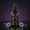 TITAN Black Seed Oil Cold-Pressed Nigella Sativa Crown Edition — premium matte black dropper bottle product shot