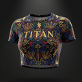 TITAN Women's Fitted Crop Tee — Crown Edition bold tattoo-style artwork