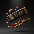 TITAN Protein Date Bar – Pistachio Rose, matte black packaging with gold crown tattoo artwork, Medjool dates, pistachios and rose petals