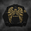 TITAN Elevation Bomber Jacket Ascension Crown obsidian black molten gold angel wings warrior streetwear