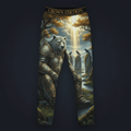 TITAN Celtic Bear Warrior Men's Lounge Pants Crown Edition — bear in Celtic armor anime art on matte black