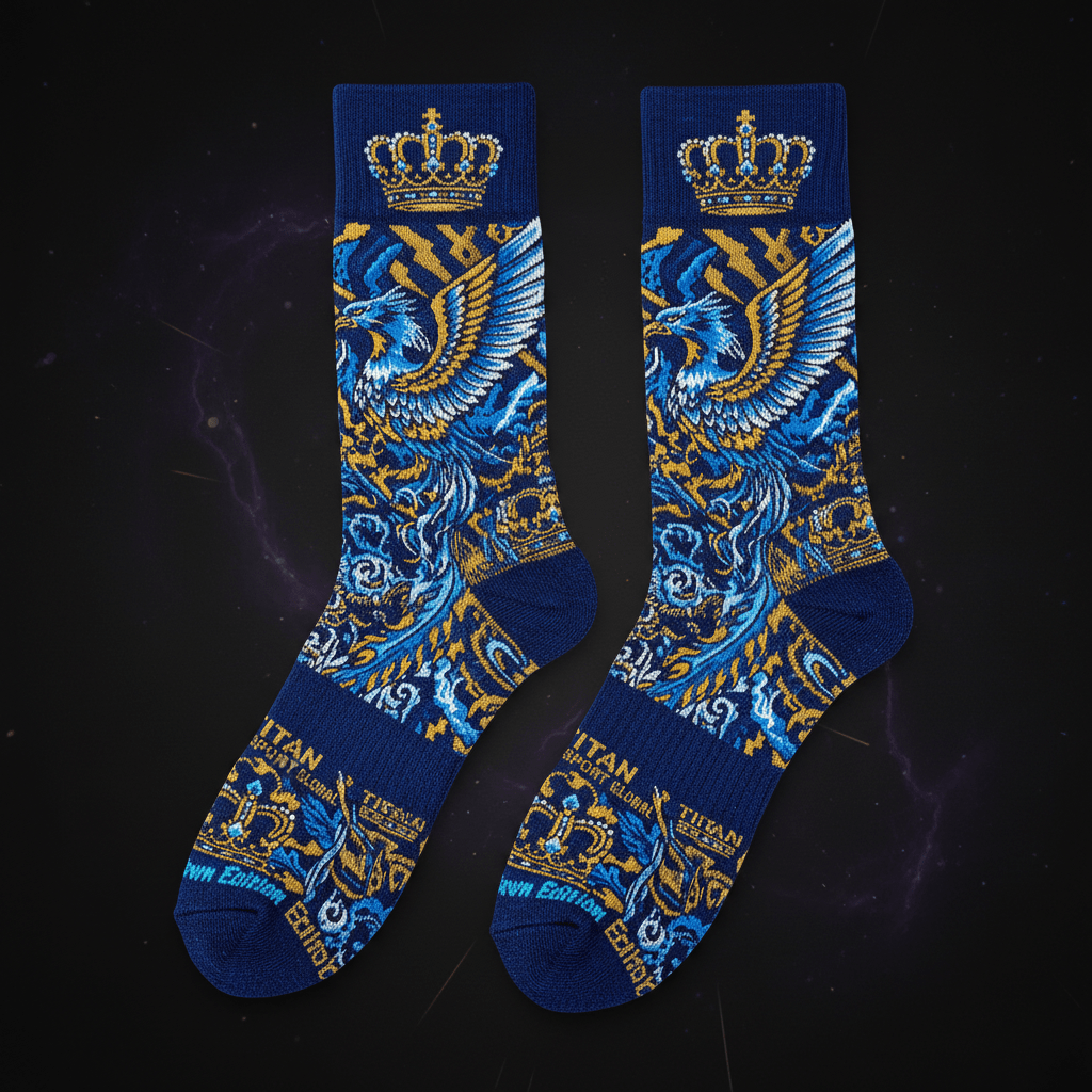 TITAN Crown Edition Phoenix Crew Socks — Royal Blue & Gold
