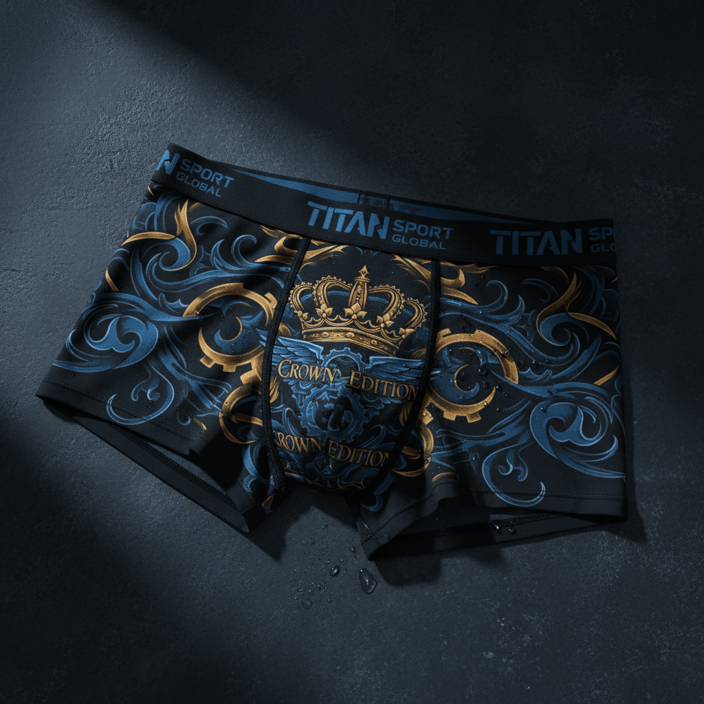 TITAN Men's Boxer Briefs Crown Edition Steel Blue Gold