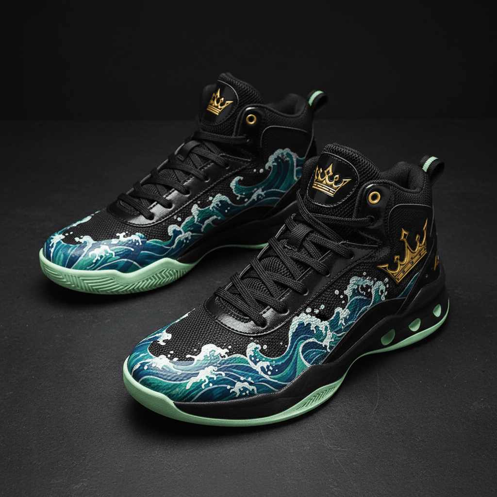 TITAN Men's Ocean Wave Crown Basketball Shoes flat lay