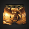 TITAN Scythian Queen Eagle Women's Cozy Boxer Shorts Crown Edition — eagle in Scythian queen armor anime art on matte black