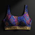 TITAN Crown Edition Phoenix Sports Bra — Royal Blue & Purple tattoo artwork