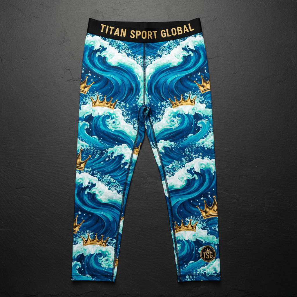 TITAN Men's Ocean Wave Crown Compression Tights flat lay