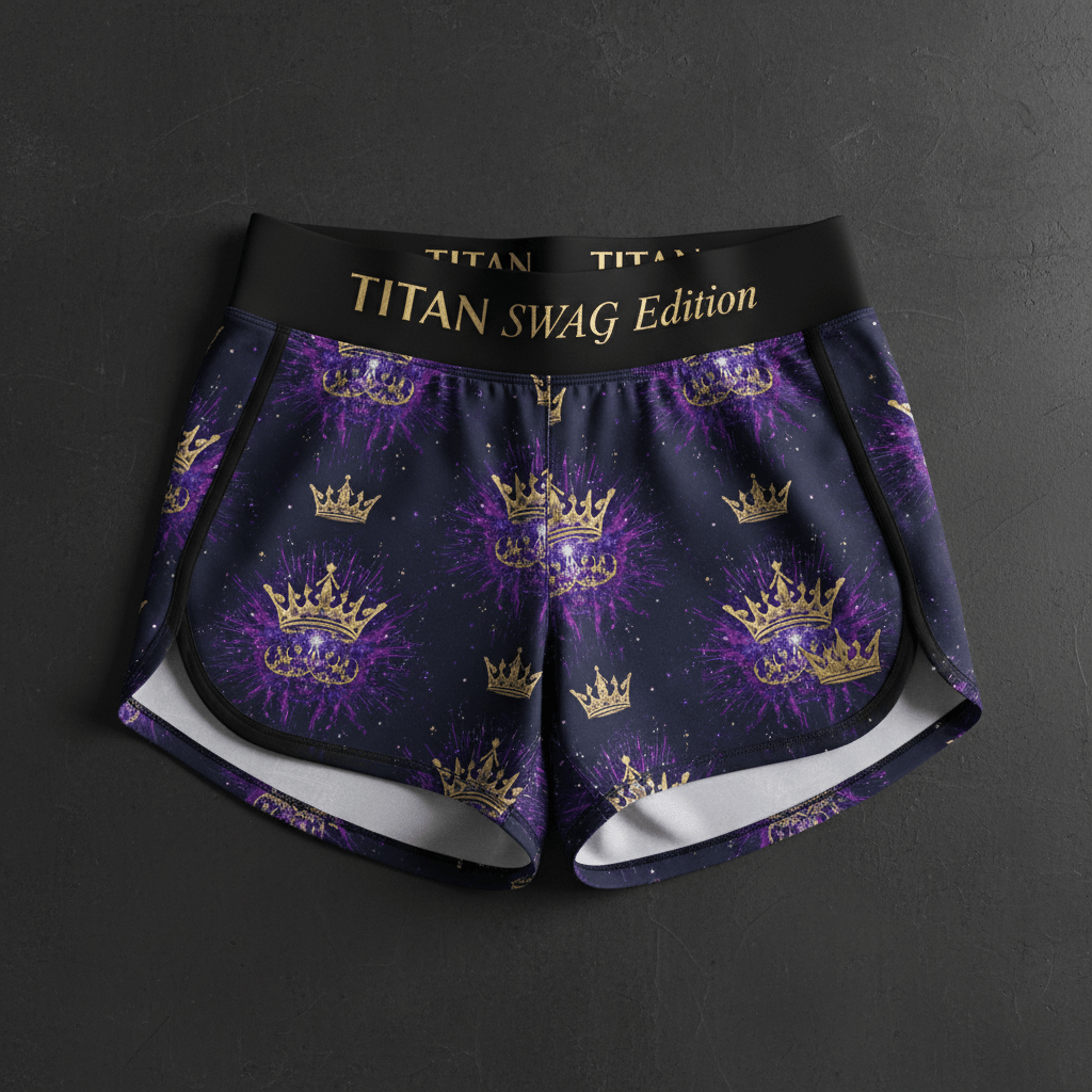 TITAN Women's Cosmic Burst Crown Athletic Shorts — Supernova Queen SWAG Edition