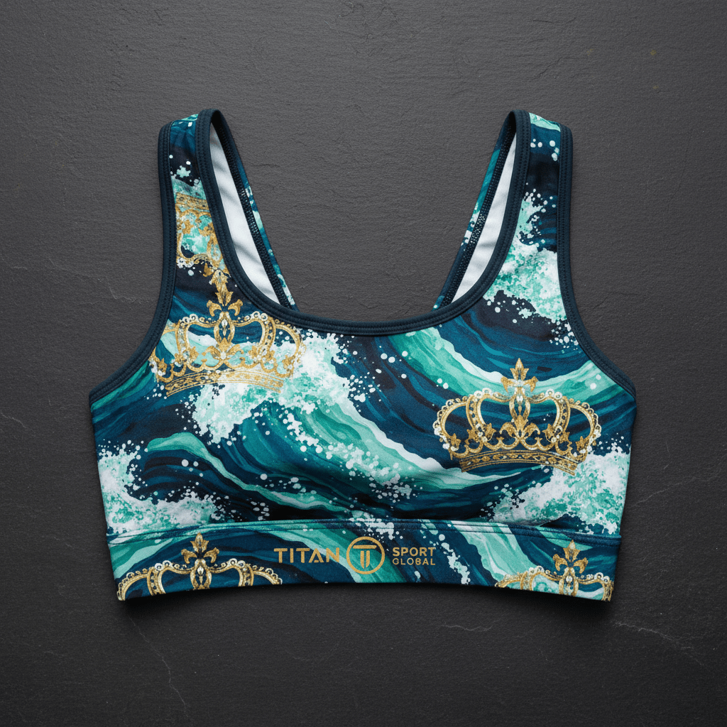 TITAN Women's Ocean Wave Crown Sports Bra flat lay
