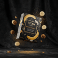 TITAN Organic High-Protein Muffin Mix Banana Walnut — ultra-premium luxury editorial product shot