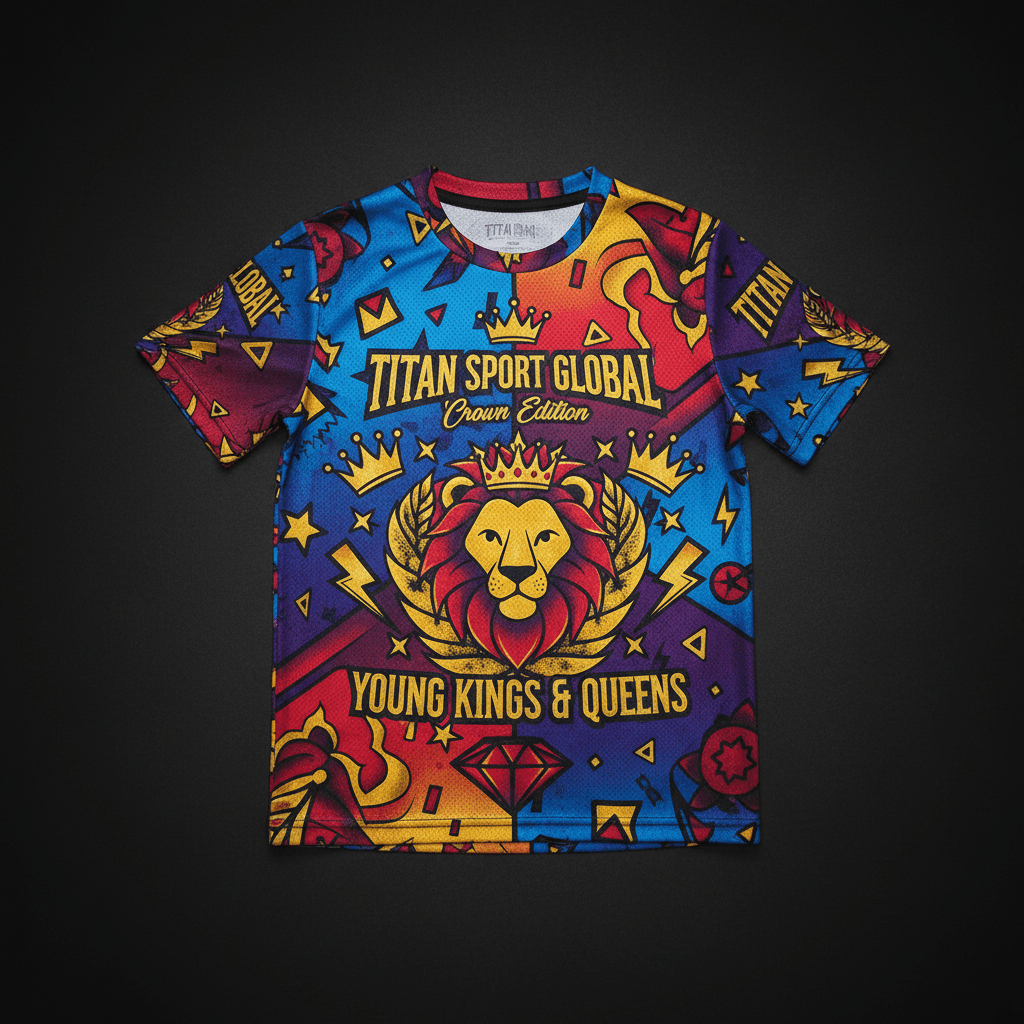 TITAN Crown Edition Kids Lion King Athletic Tee — bold colorful tattoo artwork