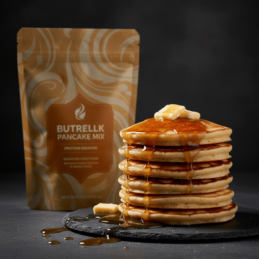 TITAN Vegan Protein Pancake Mix – Buttermilk Style, premium product photography