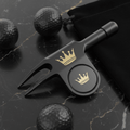 TITAN Golf Divot Tool and Ball Marker Set Crown Edition matte black gold engraving