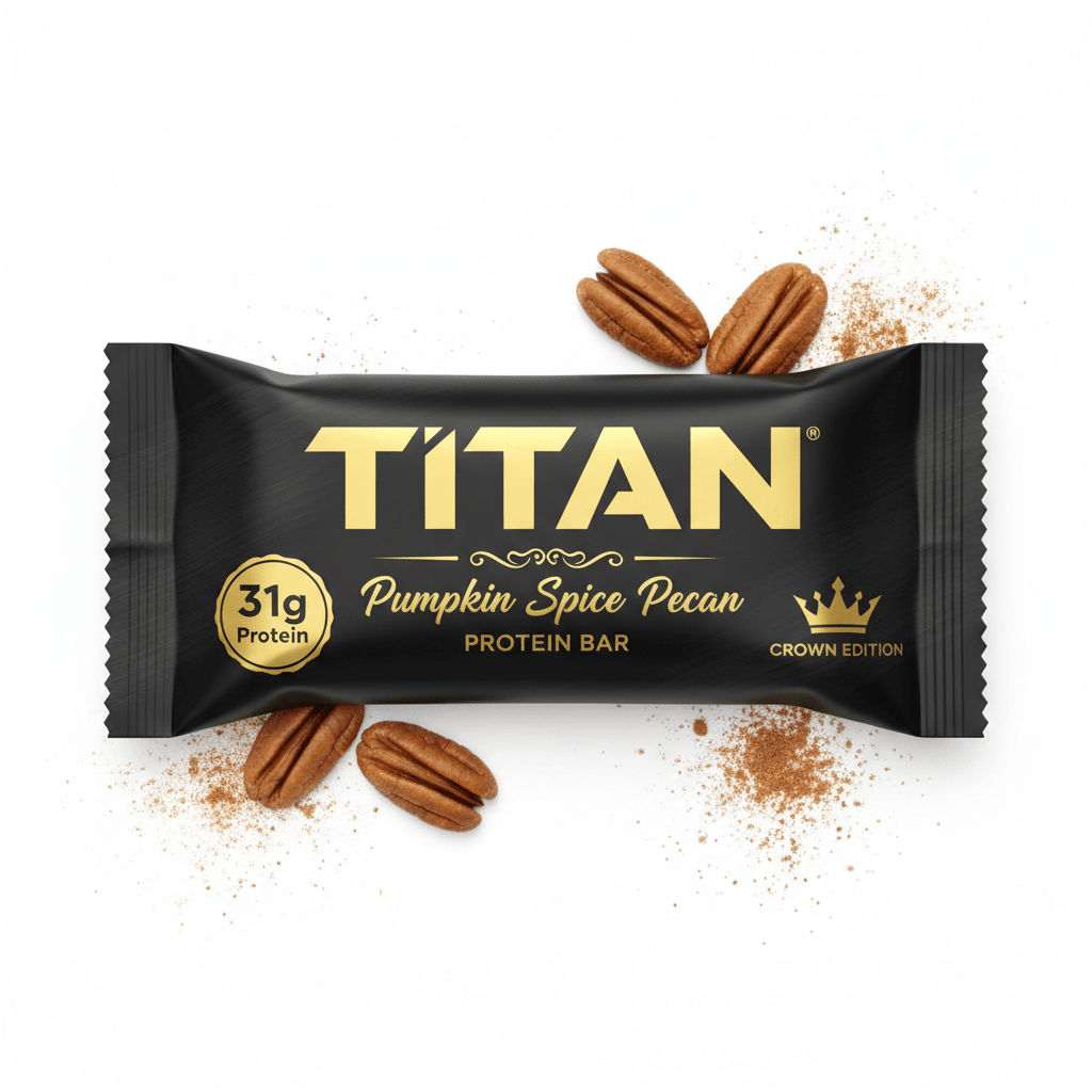 TITAN Pumpkin Spice Pecan Protein Bar Crown Edition packaging