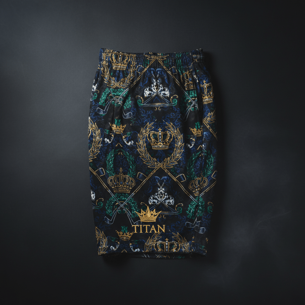 TITAN Men's Polo Shorts - Crown Edition tattoo-style artwork