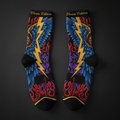 TITAN Crown Edition Tattoo Art Performance Running Socks - bold colorful tattoo artwork on matte black fabric