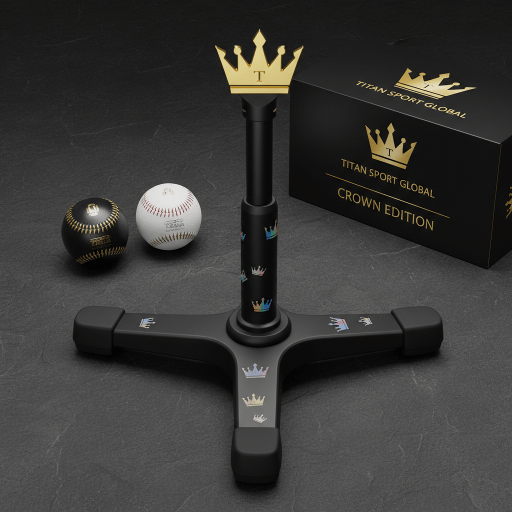 TITAN Crown Edition Baseball Batting Tee Matte Black Gold