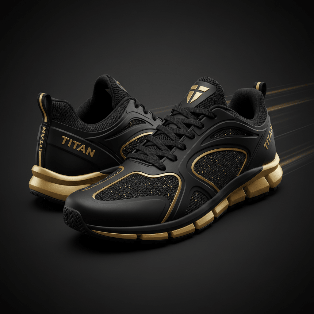 TITAN Performance Training Shoes - Black & Gold Athletic Sneakers