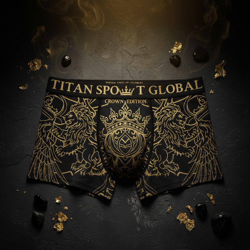 TITAN Men's Boxer Briefs Crown Edition Pure Gold Black