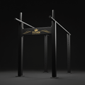TITAN Parallel Dip Bar Blackout Crown — matte black with gold crown logo