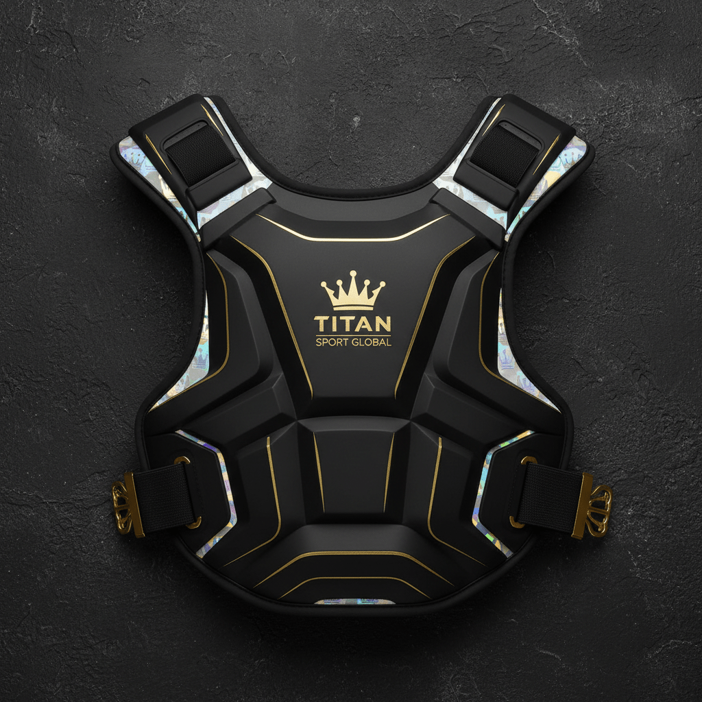 TITAN Crown Edition Cricket Chest Guard Matte Black Gold
