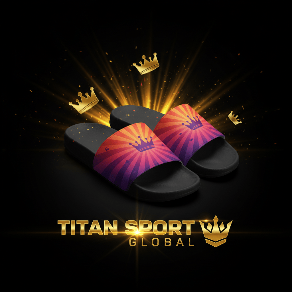 TITAN SPORT GLOBAL recovery slides with sunset crown pattern